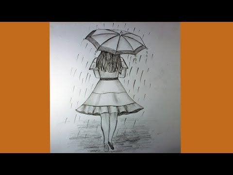 How to draw a girl with umbrella