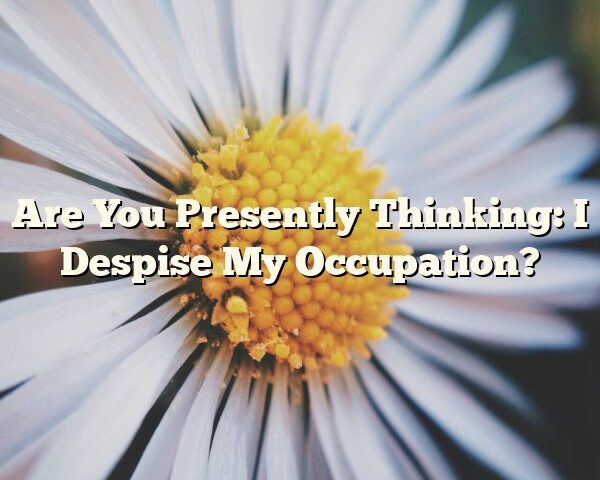 Are You Presently Thinking: I Despise My Occupation?