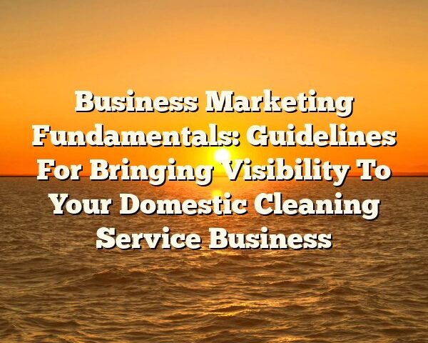 Business Marketing Fundamentals: Guidelines For Bringing Visibility To Your Domestic Cleaning Service Business