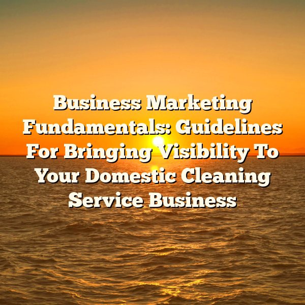 Business Marketing Fundamentals: Guidelines For Bringing Visibility To Your Domestic Cleaning Service Business