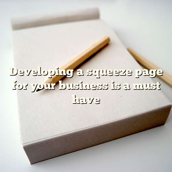 Developing a squeeze page for your business is a must have