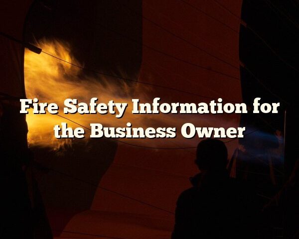 Fire Safety Information for the Business Owner