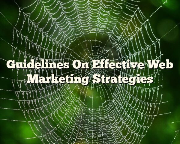 Guidelines On Effective Web Marketing Strategies