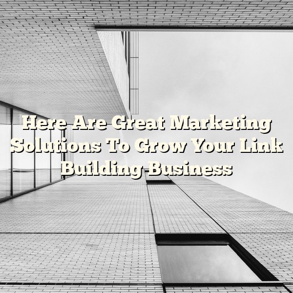 Here Are Great Marketing Solutions To Grow Your Link Building Business