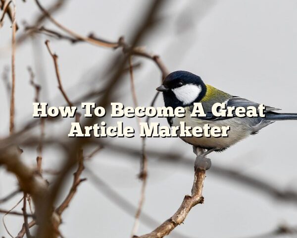 How To Become A Great Article Marketer