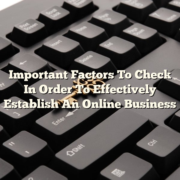 Important Factors To Check In Order To Effectively Establish An Online Business