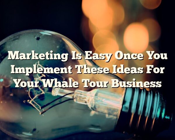 Marketing Is Easy Once You Implement These Ideas For Your Whale Tour Business