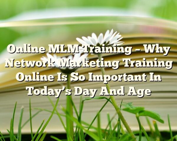 Online MLM Training – Why Network Marketing Training Online Is So Important In Today’s Day And Age