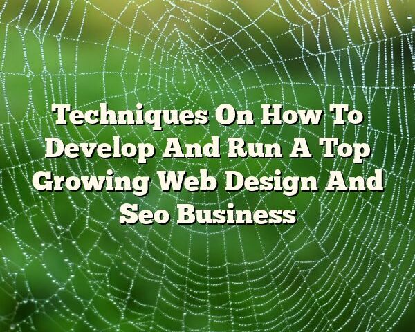 Techniques On How To Develop And Run A Top Growing Web Design And Seo Business