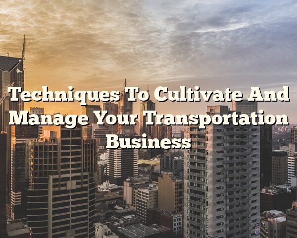 Techniques To Cultivate And Manage Your Transportation Business