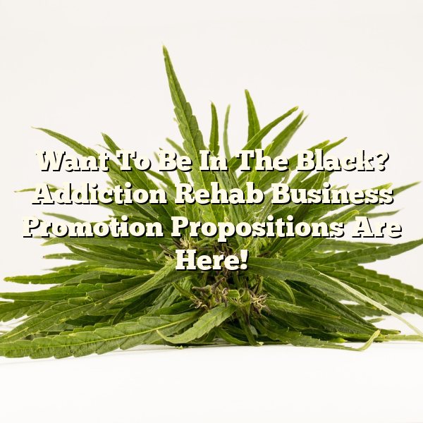 Want To Be In The Black? Addiction Rehab Business Promotion Propositions Are Here!