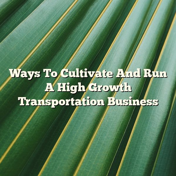 Ways To Cultivate And Run A High Growth Transportation Business