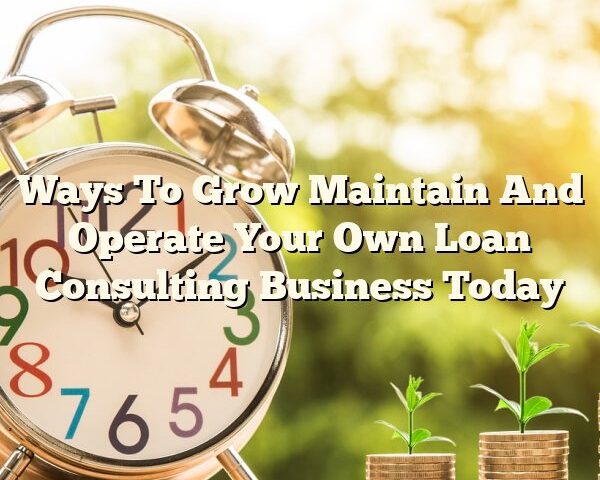 Ways To Grow Maintain And Operate Your Own Loan Consulting Business Today