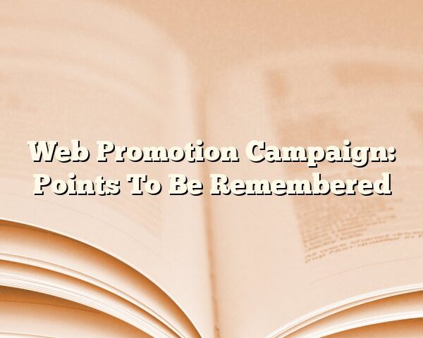 Web Promotion Campaign: Points To Be Remembered