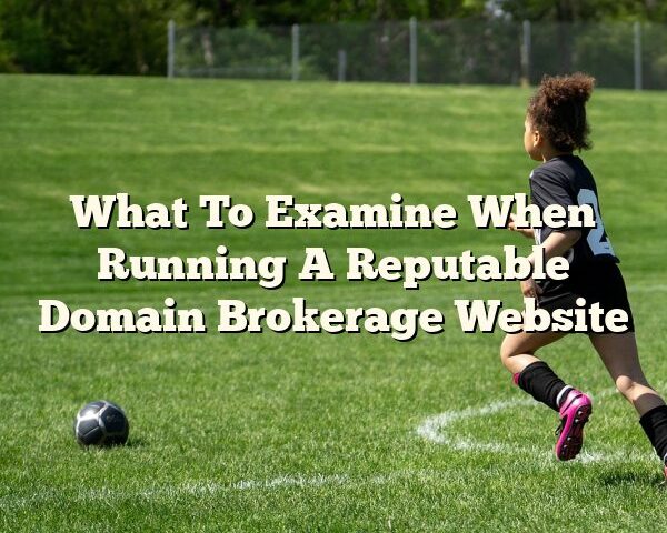 What To Examine When Running A Reputable Domain Brokerage Website