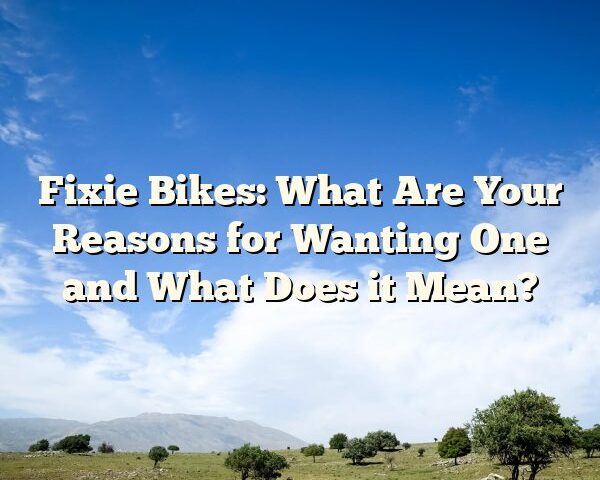 Fixie Bikes: What Are Your Reasons for Wanting One and What Does it Mean?