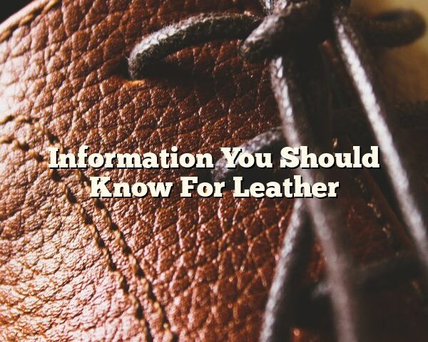 Information You Should Know For Leather