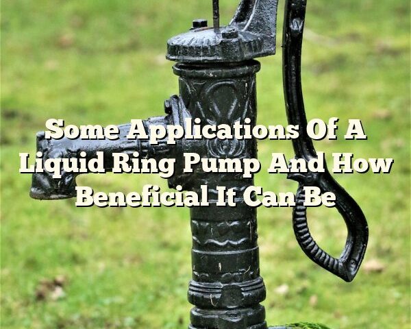 Some Applications Of A Liquid Ring Pump And How Beneficial It Can Be