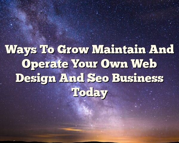 Ways To Grow Maintain And Operate Your Own Web Design And Seo Business Today