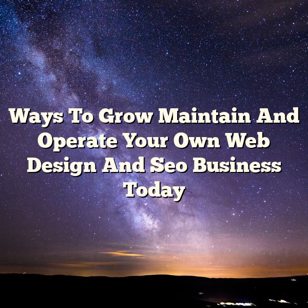 Ways To Grow Maintain And Operate Your Own Web Design And Seo Business Today