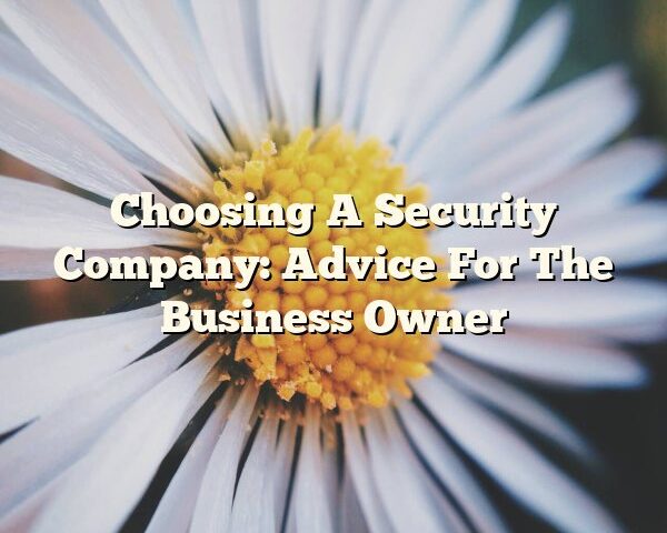 Choosing A Security Company: Advice For The Business Owner