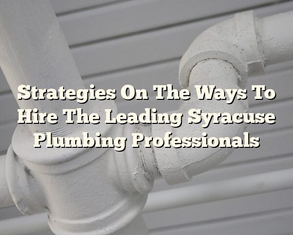 Strategies On The Ways To Hire The Leading Syracuse Plumbing Professionals